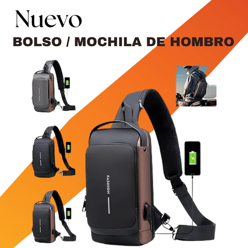 BOLSO / MOCHILA DE HOMBRO CON PORTADOR DE CARGA.